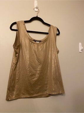 Gold Metallic Scoop Neck Tank Top by Scott Taylor